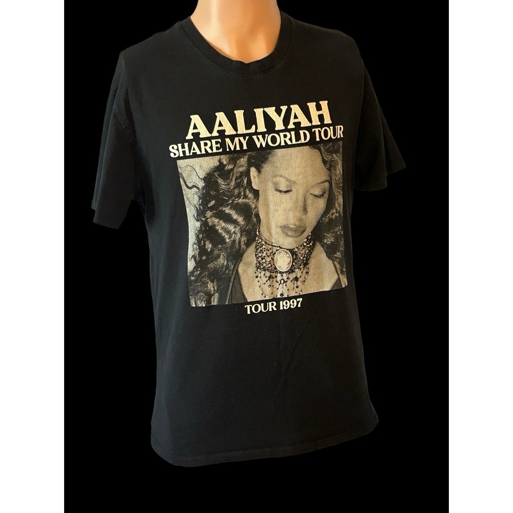 AALIYAH SHARE MY WORLD TOUR 1997‎ T-SHIRT MENS MEDIUM BLACK